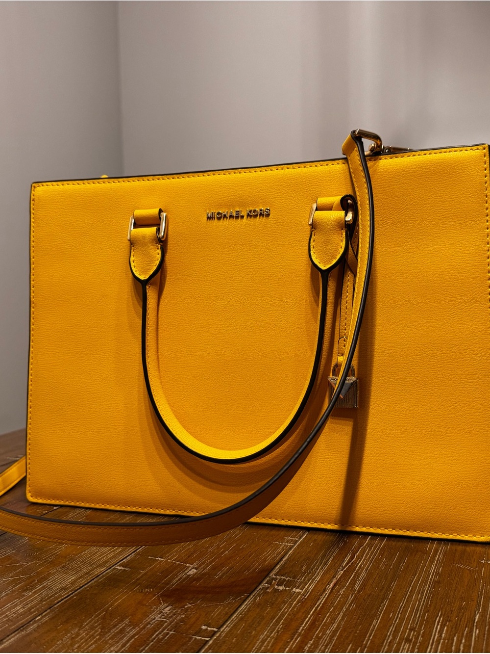Michael Kors Bright Yellow Saffiano Tote with Shoulder Strap